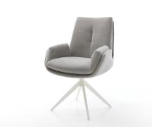 Drehstuhl Clea-Flex Strukturstoff Soft Grau Kreuzgestell breit Weiß 36...