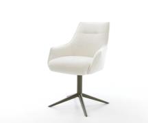 Drehstuhl Alja-Flex mit Armlehnen Bouclé Soft Beige Fußkreuz Effektfin...