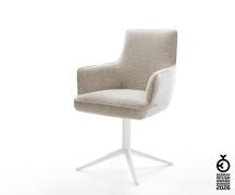 Drehstuhl Heira-Flex mit Armlehnen Webstoff Soft Beige Fußkreuz Weiß 3...