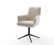 Drehstuhl Heira-Flex mit Armlehnen Webstoff Soft Beige Fußkreuz Schwar...