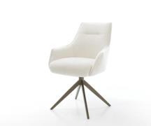 Drehstuhl Alja-Flex mit Armlehnen Bouclé Soft Beige Kreuzgestell breit...