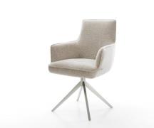 Drehstuhl Heira-Flex mit Armlehnen Webstoff Soft Beige Kreuzgestell br...