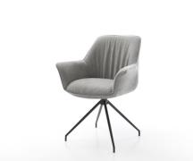 Esszimmerstuhl Keila-Flex mit Armlehnen Strukturstoff Soft Grau Kreuzg...