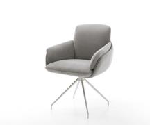 Esszimmerstuhl Luan-Flex mit Armlehnen Strukturstoff Soft Grau Kreuzge...