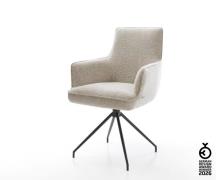 Esszimmerstuhl Heira-Flex mit Armlehnen Webstoff Soft Beige Kreuzgeste...