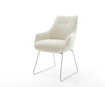 Esszimmerstuhl Alja-Flex mit Armlehnen Teddystoff Beige Kufengestell E...