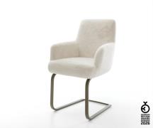 Freischwinger Heira-Flex mit Armlehnen Plüsch Creme-Weiß Freischwinger...