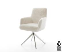 Drehstuhl Heira-Flex mit Armlehnen Plüsch Creme-Weiß Kreuzgestell brei...