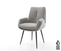 Esszimmerstuhl Clea-Flex Strukturstoff Soft Grau 4-Fuß konisch Schwarz