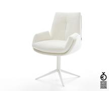 Drehstuhl Clea-Flex Bouclé Soft Beige Fußkreuz Weiß 360° drehbar Wippf...