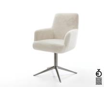 Drehstuhl Heira-Flex mit Armlehnen Plüsch Creme-Weiß Fußkreuz Graphit ...