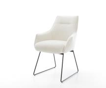 Esszimmerstuhl Alja-Flex mit Armlehnen Bouclé Soft Beige Kufengestell ...