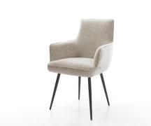 Esszimmerstuhl Heira-Flex mit Armlehnen Webstoff Soft Beige 4-Fuß koni...