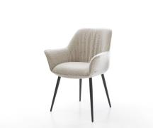 Esszimmerstuhl Keila-Flex mit Armlehnen Webstoff Soft Beige 4-Fuß koni...