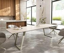Esstisch Edge 300x100 cm Keramik Laminam® Travertino Bianco Creme-Weiß...