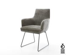 Esszimmerstuhl Heira-Flex mit Armlehnen Bouclé Soft Schlamm Kufengeste...