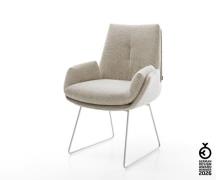 Esszimmerstuhl Clea-Flex Webstoff Soft Beige Kufengestell Edelstahl
