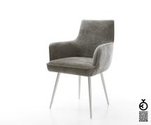 Esszimmerstuhl Heira-Flex mit Armlehnen Bouclé Soft Schlamm 4-Fuß koni...