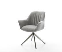 Drehstuhl Keila-Flex mit Armlehnen Strukturstoff Soft Grau Kreuzgestel...