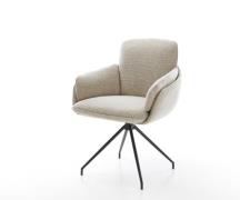 Esszimmerstuhl Luan-Flex mit Armlehnen Webstoff Soft Beige Kreuzgestel...