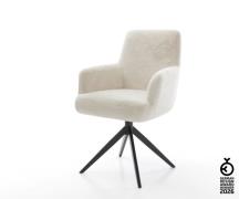 Drehstuhl Heira-Flex mit Armlehnen Plüsch Creme-Weiß Kreuzgestell brei...