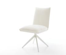 Drehstuhl Lelio-Flex Bouclé Soft Beige Kreuzgestell breit Weiß 360° dr...