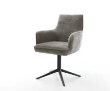 Drehstuhl Heira-Flex mit Armlehnen Bouclé Soft Schlamm Fußkreuz Schwar...