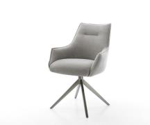 Drehstuhl Alja-Flex mit Armlehnen Strukturstoff Soft Grau Kreuzgestell...