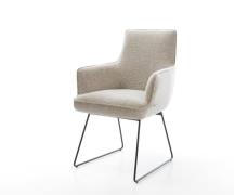Esszimmerstuhl Heira-Flex mit Armlehnen Webstoff Soft Beige Kufengeste...