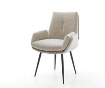 Esszimmerstuhl Clea-Flex Webstoff Soft Beige 4-Fuß konisch Schwarz