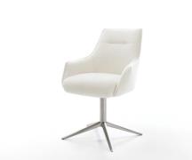 Drehstuhl Alja-Flex mit Armlehnen Bouclé Soft Beige Fußkreuz Edelstahl...