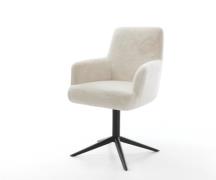 Drehstuhl Heira-Flex mit Armlehnen Plüsch Creme-Weiß Fußkreuz Schwarz ...