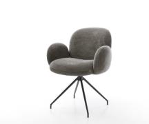 Esszimmerstuhl Nube-Flex mit Armlehnen Bouclé Soft Schlamm Kreuzgestel...