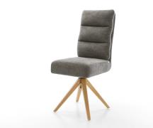 Drehstuhl Pela-Flex Bouclé Soft Schlamm Holzgestell kantig Natur 180° ...