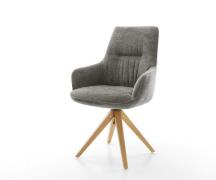 Drehstuhl Zelia-Flex mit Armlehnen Bouclé Soft Schlamm Holzgestell kan...