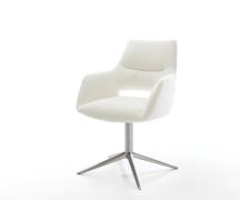 Drehstuhl Yago-Flex mit Armlehnen Bouclé Soft Beige Fußkreuz Edelstahl...