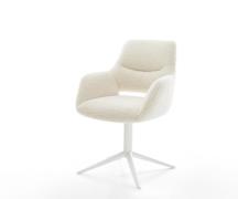 Drehstuhl Yago-Flex mit Armlehnen Teddystoff Beige Fußkreuz Weiß 360° ...