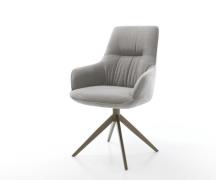 Drehstuhl Zelia-Flex mit Armlehnen Strukturstoff Soft Grau Kreuzgestel...