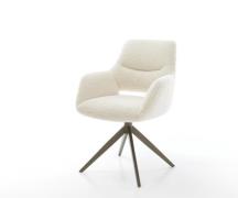 Drehstuhl Yago-Flex mit Armlehnen Teddy Beige Kreuzgestell breit Effek...