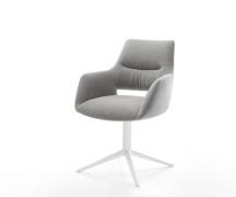 Drehstuhl Yago-Flex mit Armlehnen Strukturstoff Soft Grau Fußkreuz Wei...