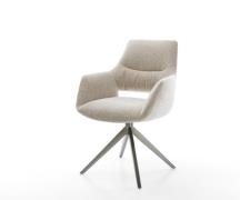 Drehstuhl Yago-Flex mit Armlehnen Webstoff Soft Beige Kreuzgestell bre...