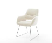 Esszimmerstuhl Yago-Flex mit Armlehnen Teddystoff Beige Kufengestell E...