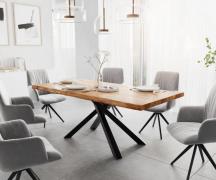 Esstisch Edge 200x100 XL Akazie Natur Kreuzgestell Rechteck Schwarz Li...