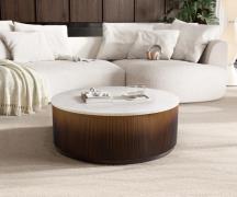 Couchtisch Fiorano 90x90 cm Marmor Weiß Metall Gold Fusion Finish