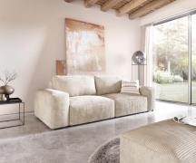 Big-Sofa Lanzo 230x95 cm Cord Beige mit Hocker