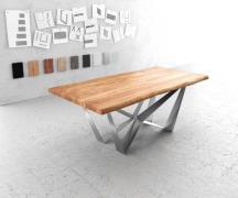 Esstisch Edge 200x100 XL Akazie Natur Spider Flachstahl Edelstahl Live...