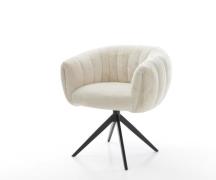 Drehstuhl Jada-Flex Plüsch Creme-Weiß Kreuzgestell breit Schwarz 360° ...