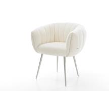 Esszimmerstuhl Jada-Flex Bouclé Weiß 4-Fuß konisch Edelstahl Taschenfe...