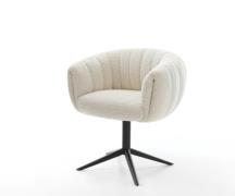 Drehstuhl Jada-Flex Teddystoff Beige Fußkreuz Schwarz 360° drehbar Wip...