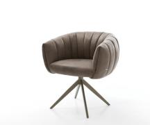 Drehstuhl Jada-Flex Mikrofaser Taupe Vintage Kreuzgestell breit Effekt...